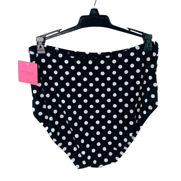 Kate Spade Lia Dot High Waisted Swim Bikini Bottom Black / White Size Small NWT - Picture 3 of 3